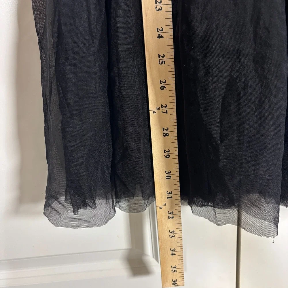 Girls Tulle Mini Dress Black One Shoulder Ruched Cocktail Party Lined 150 10-12